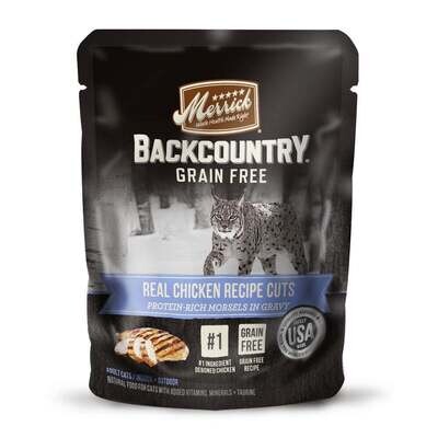 Merrick Backcountry Grain Free Real Chicken Cuts Recipe Cat Food Pouch 3-oz, case of 24