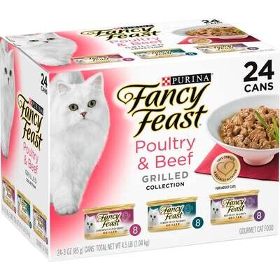 Fancy Feast Grilled Poultry and Beef Feast Variety Canned Cat Food 3-oz, case of 24