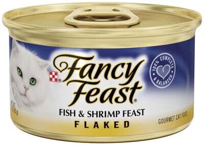 Fancy Feast Flaked Fish and Shrimp Canned Cat Food 3-oz, case of 24