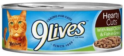 9 Lives Hearty Cuts with Real Chicken and Fish in Gravy Canned Cat Food 5.5-oz, case of 24