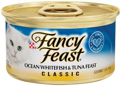 Fancy Feast Classic Ocean Whitefish and Tuna Canned Cat Food 3-oz, case of 24
