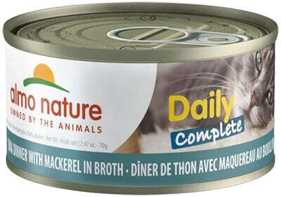 Almo Nature Daily Complete Cat Tuna with Mackerel in Broth Canned Cat Food 2.47-oz, case of 24
