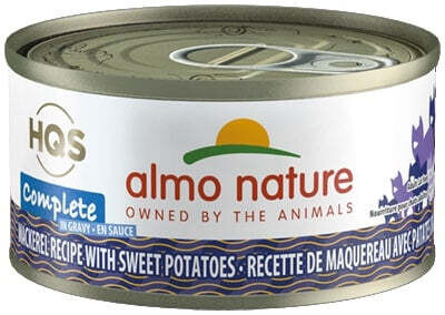 Almo Nature HQS Complete Cat Grain Free Mackerel with Sweet Potatoes Canned Cat Food 2.47-oz, case of 24