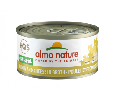 Almo Nature HQS Natural Cat Grain Free Chicken and Cheese Canned Cat Food 2.47-oz, case of 24