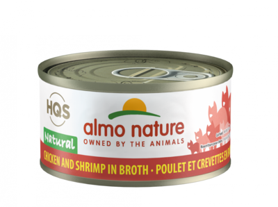 Almo Nature HQS Natural Cat Grain Free Chicken and Shrimp Canned Cat Food 2.47-oz, case of 24