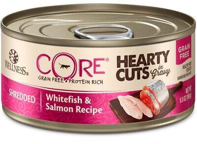 Wellness CORE Natural Grain Free Hearty Cuts White Fish and Salmon Canned Cat Food 5.5-oz, case of 24
