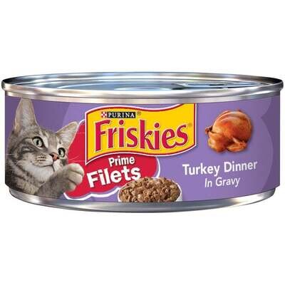Friskies Prime Filets Turkey Dinner In Gravy Canned Cat Food 5.5-oz, case of 24