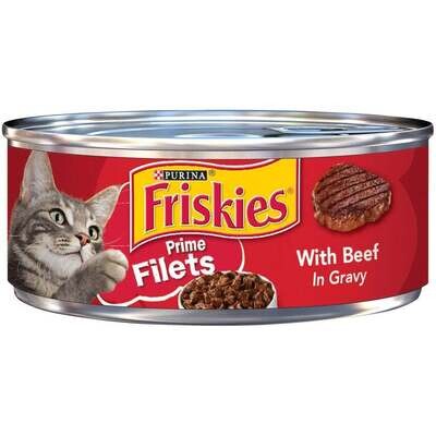 Friskies Prime Filets With Beef In Gravy Canned Cat Food 5.5-oz, case of 24