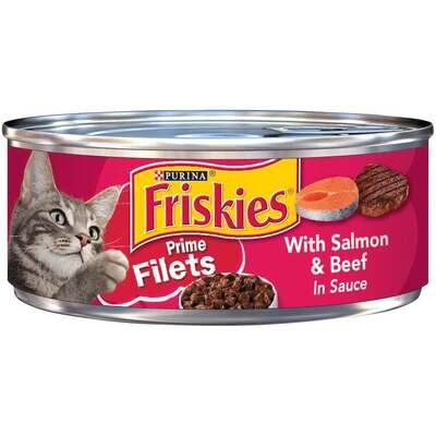 Friskies Prime Filets with Salmon & Beef in Sauce Canned Cat Food 5.5-oz, case of 24