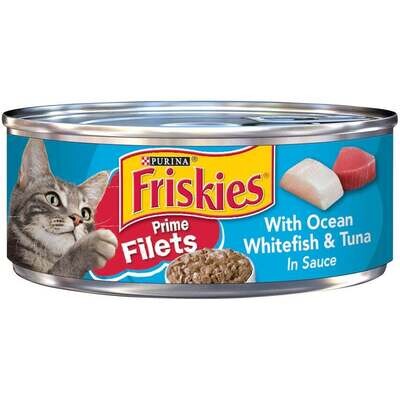 Friskies Prime Fillets with Ocean Whitefish and Tuna in Sauce Canned Cat Food 5.5-oz, case of 24