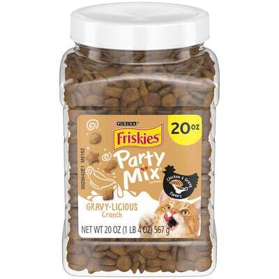 Friskies Party Mix Crunch Gravylicious Chicken & Gravy Flavors Cat Treats 20-oz
