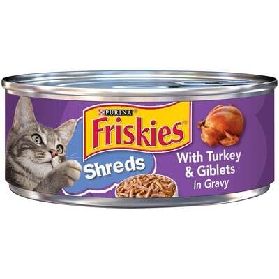 Friskies Savory Shreds with Turkey and Giblets Canned Cat Food 5.5-oz, case of 24