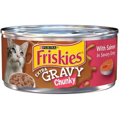 Friskies Extra Gravy Chunky with Salmon in Savory Gravy Canned Cat Food 5.5-oz, case of 24