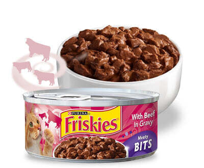 Friskies Meaty Bits With Beef In Gravy Canned Cat Food 5.5-oz, case of 24