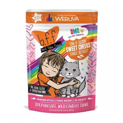 Weruva BFF Tuna & Salmon Sweet Cheeks Recipe Pouches Wet Cat Food 3-oz, case of 12