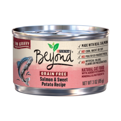 Purina Beyond Grain-Free Salmon & Sweet Potato Recipe in Gravy Canned Cat Food 3-oz, case of 12