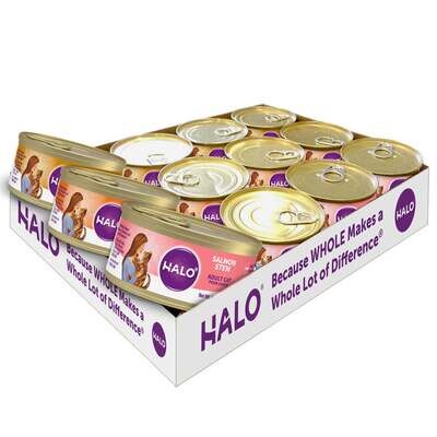 Halo Grain Free Variety Pack Chicken, Salmon & Turkey Canned Cat Food 5.5-oz, case of 12