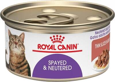 Royal Canin Feline Health Nutrition Spayed or Neutered Thin Slices in Gravy Canned Cat Food 3-oz, case of 24- Thin Slices in Gravy