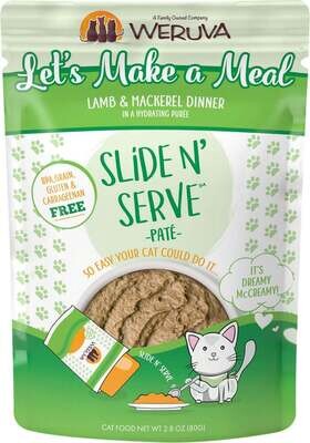Weruva Slide N' Serve Grain Free Let's Make a Meal Lamb & Mackerel Dinner Wet Cat Food Pouch 2.8-oz, case of 12
