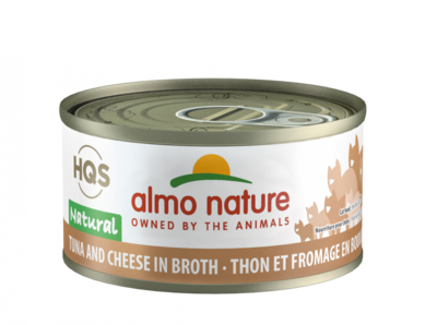Almo Nature HQS Natural Cat Grain Free Tuna with Cheese Canned Cat Food 2.47-oz, case of 24