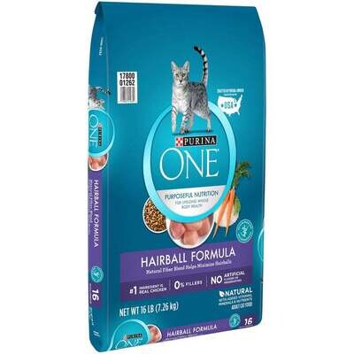 Purina ONE Advanced Nutrition Hairball Formula Dry Cat Food 16-lb
