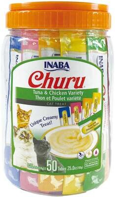 Inaba Churu Tuna & Chicken Puree Cat Treat Variety Pack 50-ct