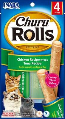 Inaba Cat Churu Rolls Chicken Recipe Wraps Tuna Recipe Cat Treats 1.4-oz