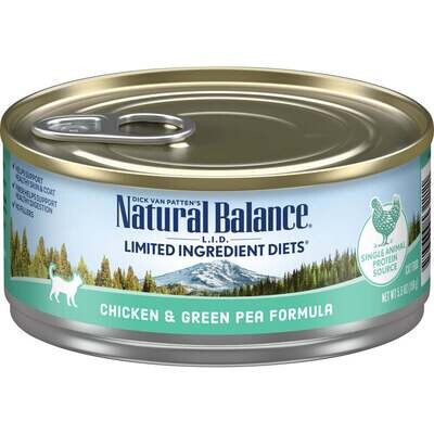 Natural Balance L.I.D. Limited Ingredient Diets Chicken & Green Pea Canned Cat Food 5.5-oz, case of 24
