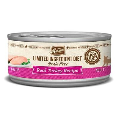 Merrick Limited Ingredient Diet Grain Free Real Turkey Pate Canned Cat Food 5-oz, case of 24