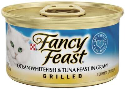 Fancy Feast Grilled Ocean Whitefish and Tuna Canned Cat Food 3-oz, case of 24