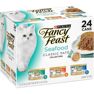 Fancy Feast Classic Seafood Feast Variety Pack Canned Cat Food 3-oz, case of 24