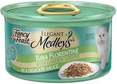 Fancy Feast Elegant Medleys Tuna Florentine Canned Cat Food 3-oz, case of 24