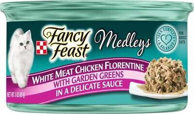 Fancy Feast Elegant Medleys Chicken Florentine Canned Cat Food 3-oz, case of 24