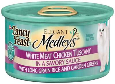 Fancy Feast Elegant Medleys White Meat Chicken Tuscany Canned Cat Food 3-oz, case of 24