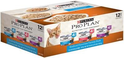 Purina Pro Plan Savor Seafood Entrees Variety Pack Adult Canned Cat Food 3-oz, case of 12