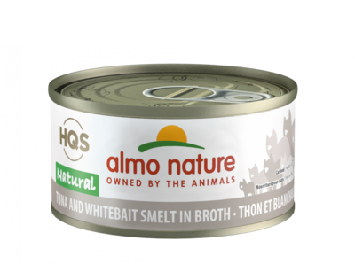 Almo Nature HQS Natural Cat Grain Free Tuna and White Bait Smelt Canned Cat Food 2.47-oz, case of 24
