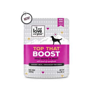 I and Love and You Top That Boost Duck Recipe in Gravy Meal Enhancer for Dogs 3-oz, case of 12