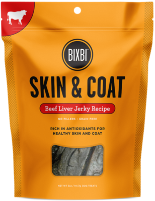 Bixbi Skin & Coat Beef Liver Jerky Dog Treats 15-oz