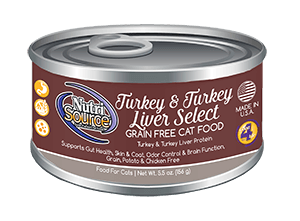 NutriSource Grain Free Turkey & Turkey Liver Select Canned Cat Food 5.5-oz, case of 12
