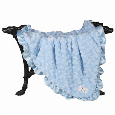 Large Baby Blue Ruffle Baby Dog Blanket