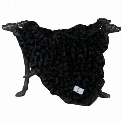 Large Black Ruffle Baby Dog Blanket