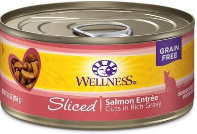 Wellness Grain-Free Natural Sliced Salmon Entree Wet Canned Cat Food