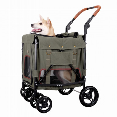 Army Green Ibiyaya Pet Stroller for Large Dogs, Medium Dogs, Cats Gentle Giant Pet Wagon