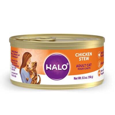 Halo Holistic Grain Free Adult Chicken Stew Canned Cat Food 5.5-oz, case of 12