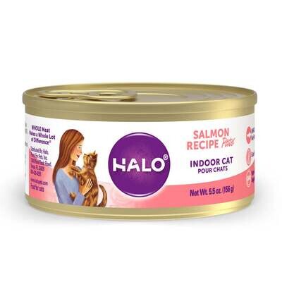 Halo Grain Free Indoor Cat Salmon Pate Canned Cat Food 5.5-oz, case of 12