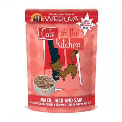 Weruva Cats In the Kitchen Mack Jack and Sam Cat Pouches Wet Cat Food 3-oz, case of 12