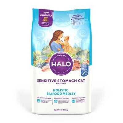 Halo Sensitive Stomach Holistic Seafood Medley Dry Cat Food 6-lb