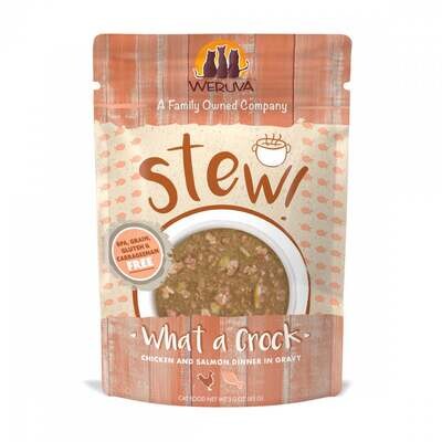 Weruva Classic Cat Stews! What a Crock with Chicken & Salmon in Gravy Canned Cat Food 3-oz, case of 12