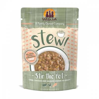 Weruva Classic Cat Stews! Stir the Pot with Lamb Chicken & Salmon in Gravy Canned Cat Food 3-oz, case of 12