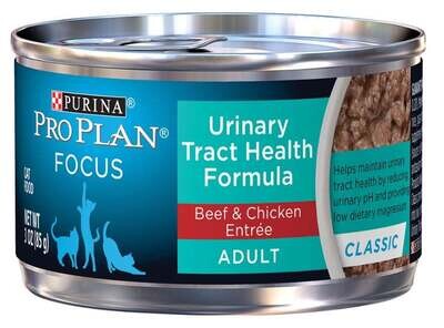 Purina Pro Plan Focus Adult Urinary Tract Health Formula Beef & Chicken Entree Cat Food Food 3-oz, case of 24
